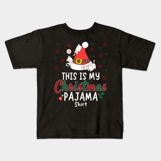 This Is My Christmas Pajama Cat Shirt Kids T-Shirt